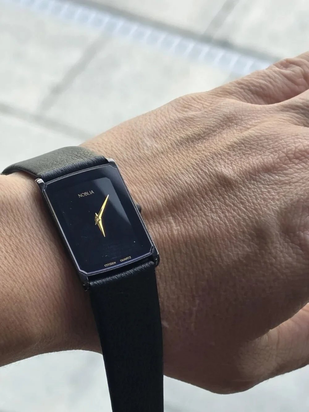 Vintage Noblia By Citizen Black Quartz Watch With Leather Strap Classic Design